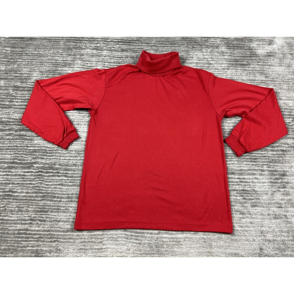 St. John's Bay Turtleneck Mens Large Red Vintage 100% Cotton USA Long Sleeve